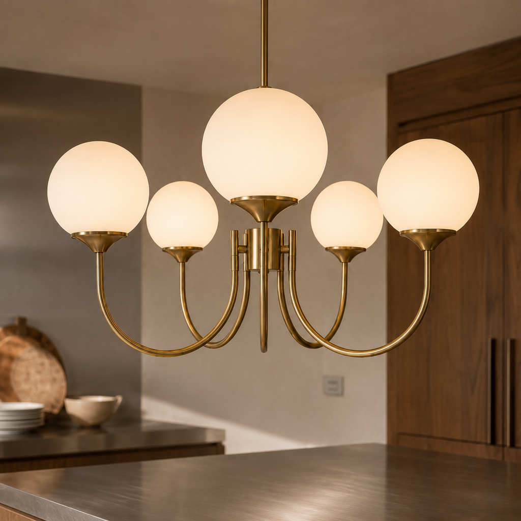 Frosted  5 glass Ball Chandelier - Nordic Pendant Light