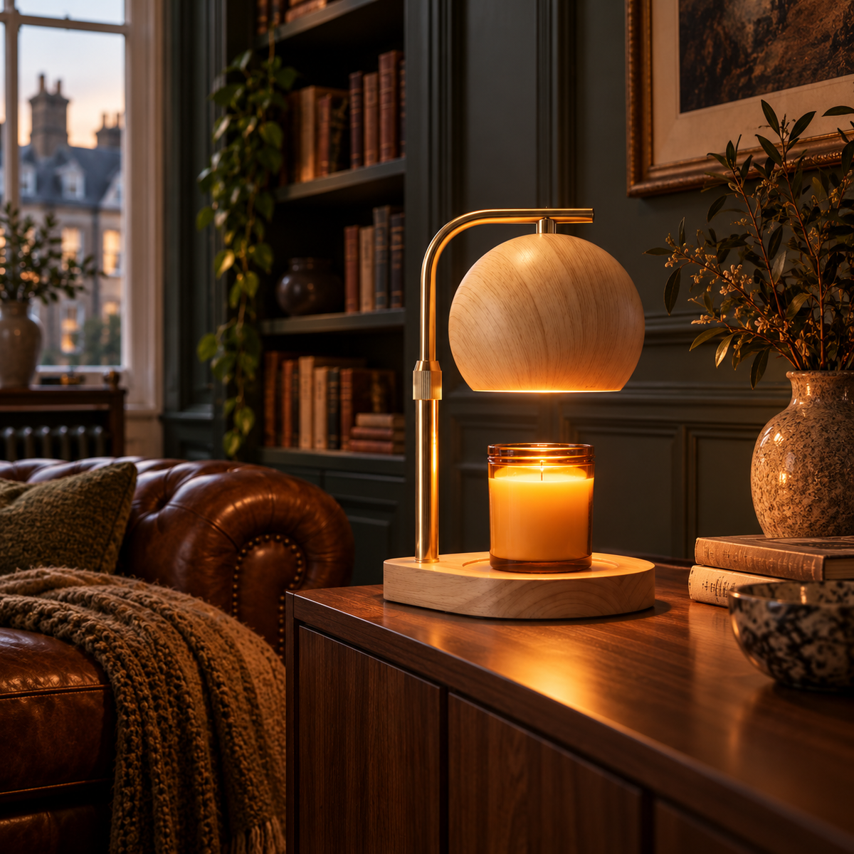 Candle Warmer Lamp | Adjustable Height, Wood or Walnut Base, Dimmable Flameless