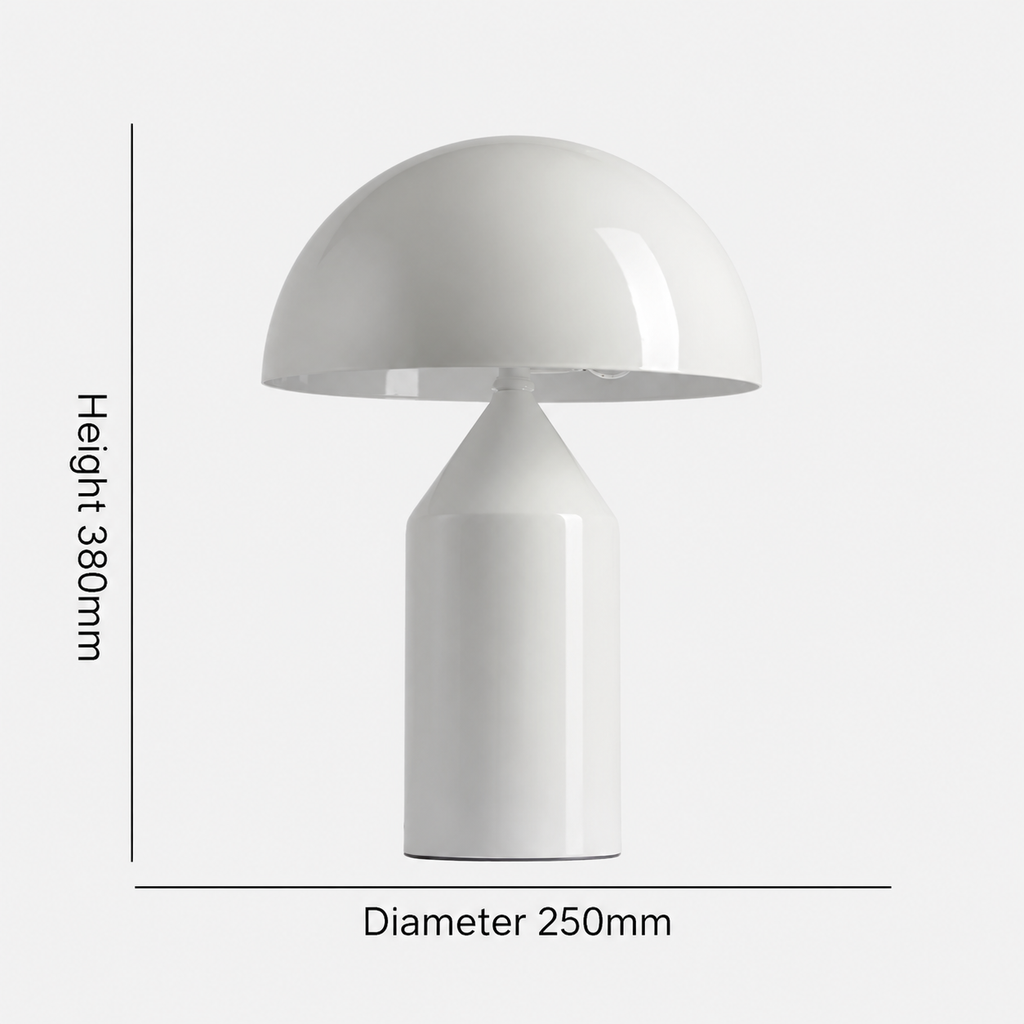 Mushroom Dome Table Lamp | Lacquered Metal, 25 cm, Gold White or Black Bedside
