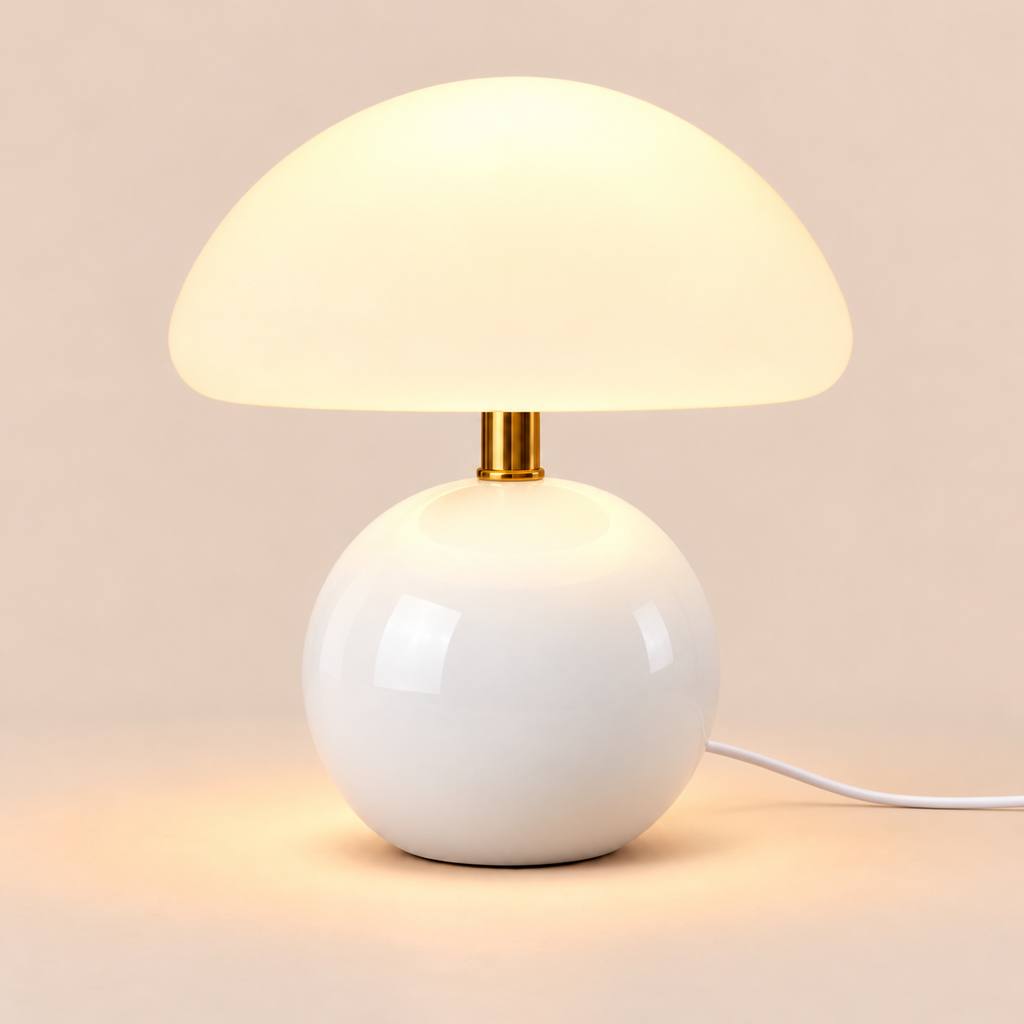 Mushroom Table Lamp | Acrylic Dome & Lacquered Base, 20 cm, 5 Colours