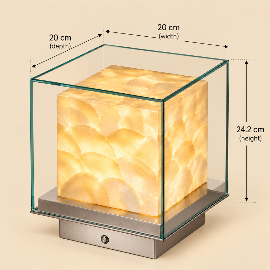 Glass Cube Table Lamp - Rechargeable Cordless Touch Bedside Light