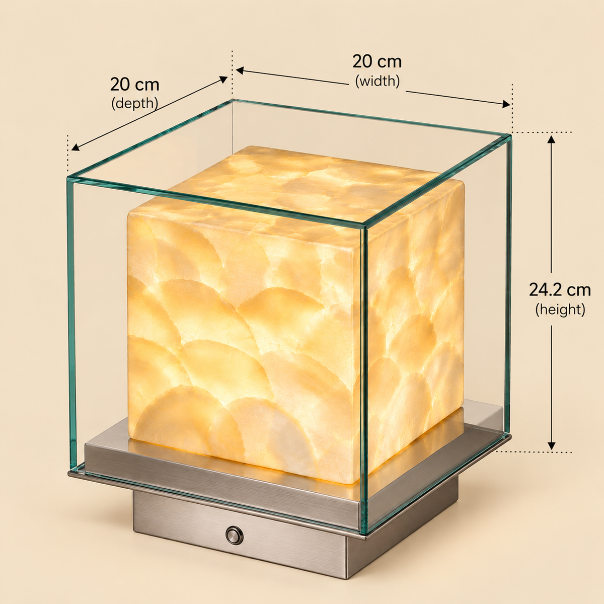 Glass Cube Table Lamp - Rechargeable Cordless Touch Bedside Light
