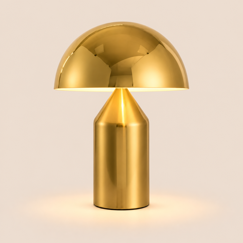 Mushroom Dome Table Lamp | Lacquered Metal, 25 cm, Gold White or Black Bedside