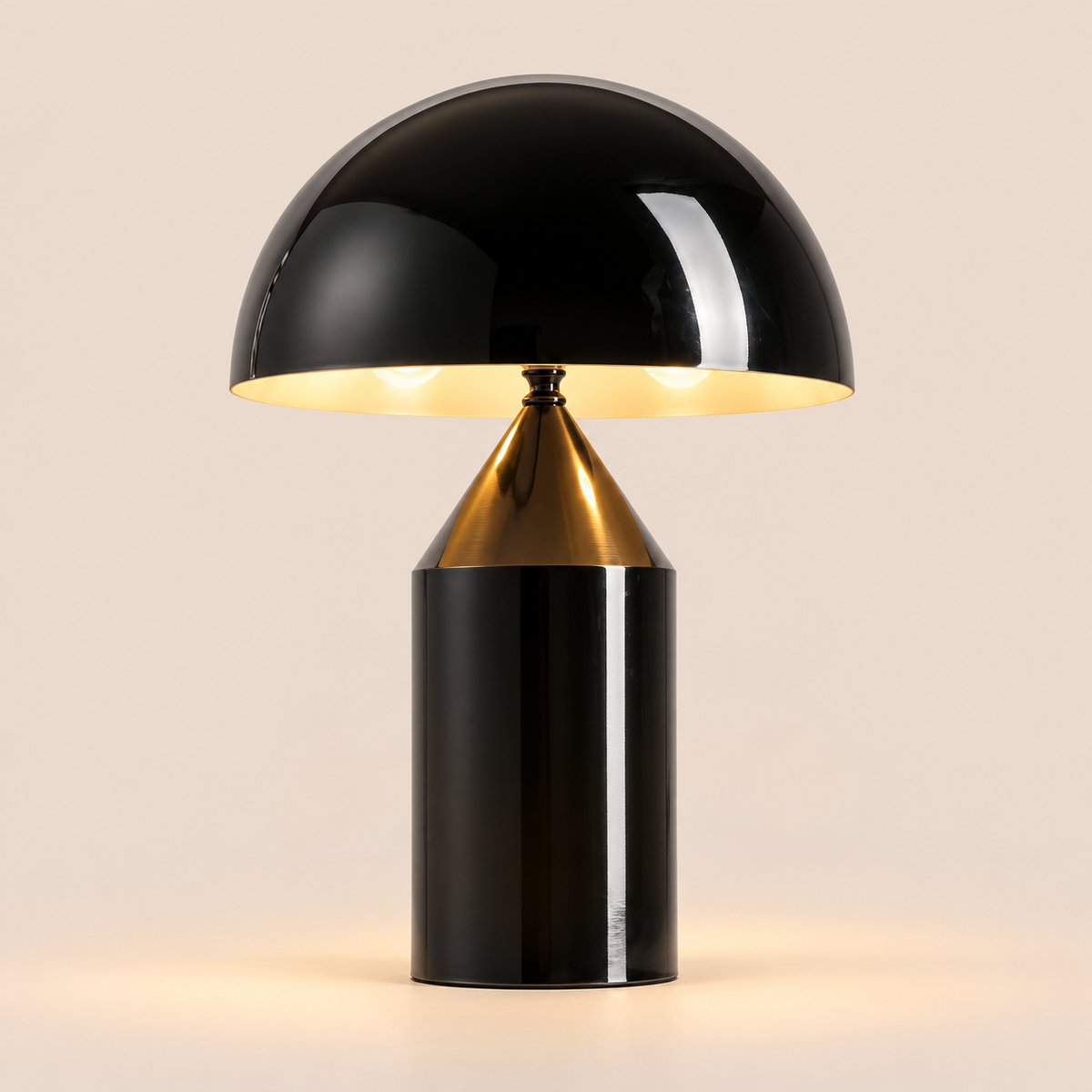 Mushroom Dome Table Lamp | Lacquered Metal, 25 cm, Gold White or Black Bedside