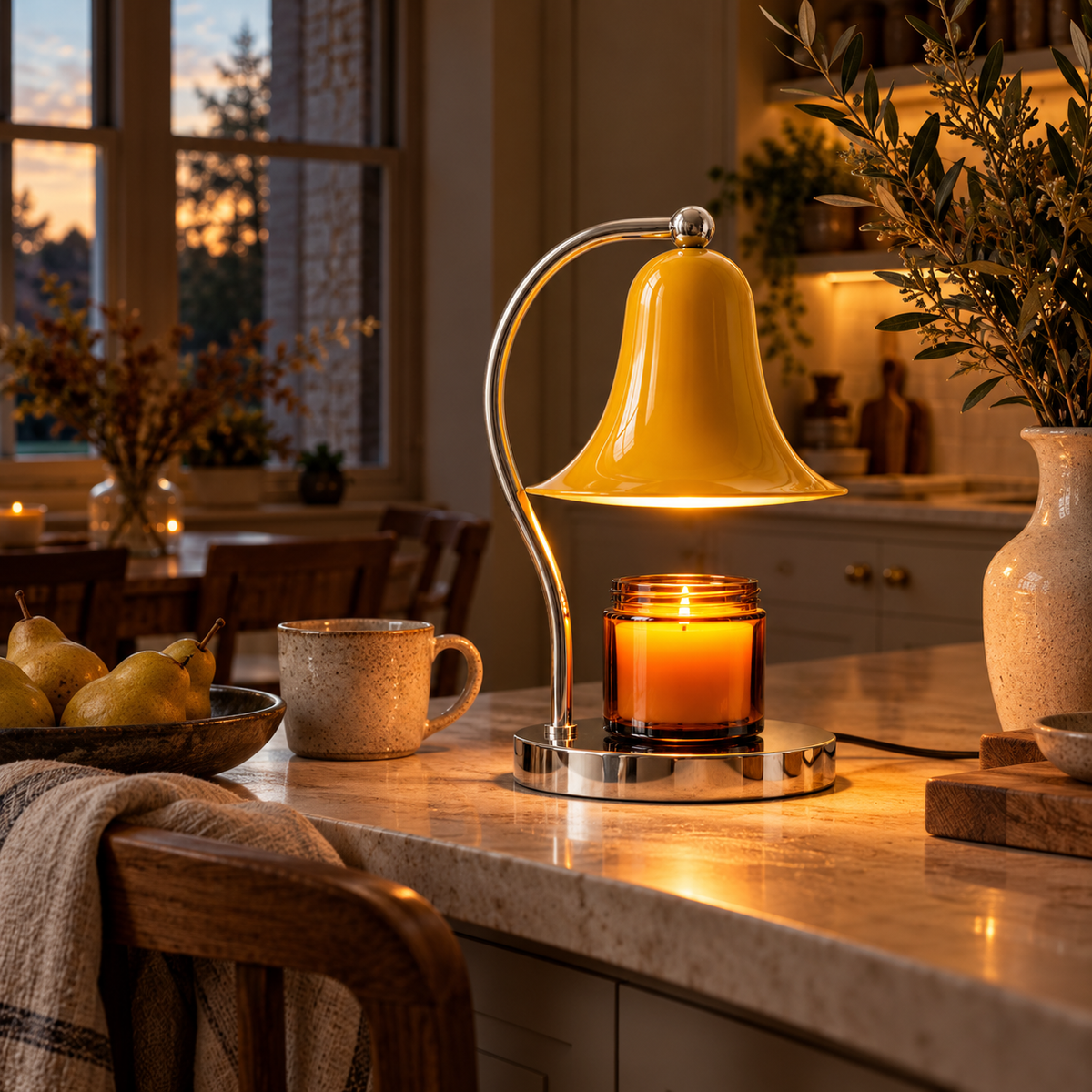 Bell Shade Candle Warmer Lamp | Chrome Arm & Base, Silver Red Yellow or Pink, Gift for Her