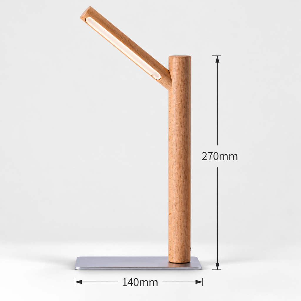 Solid Wood LED Reading Lamp | Walnut or Beech, Minimalist Desk & Bedside Light