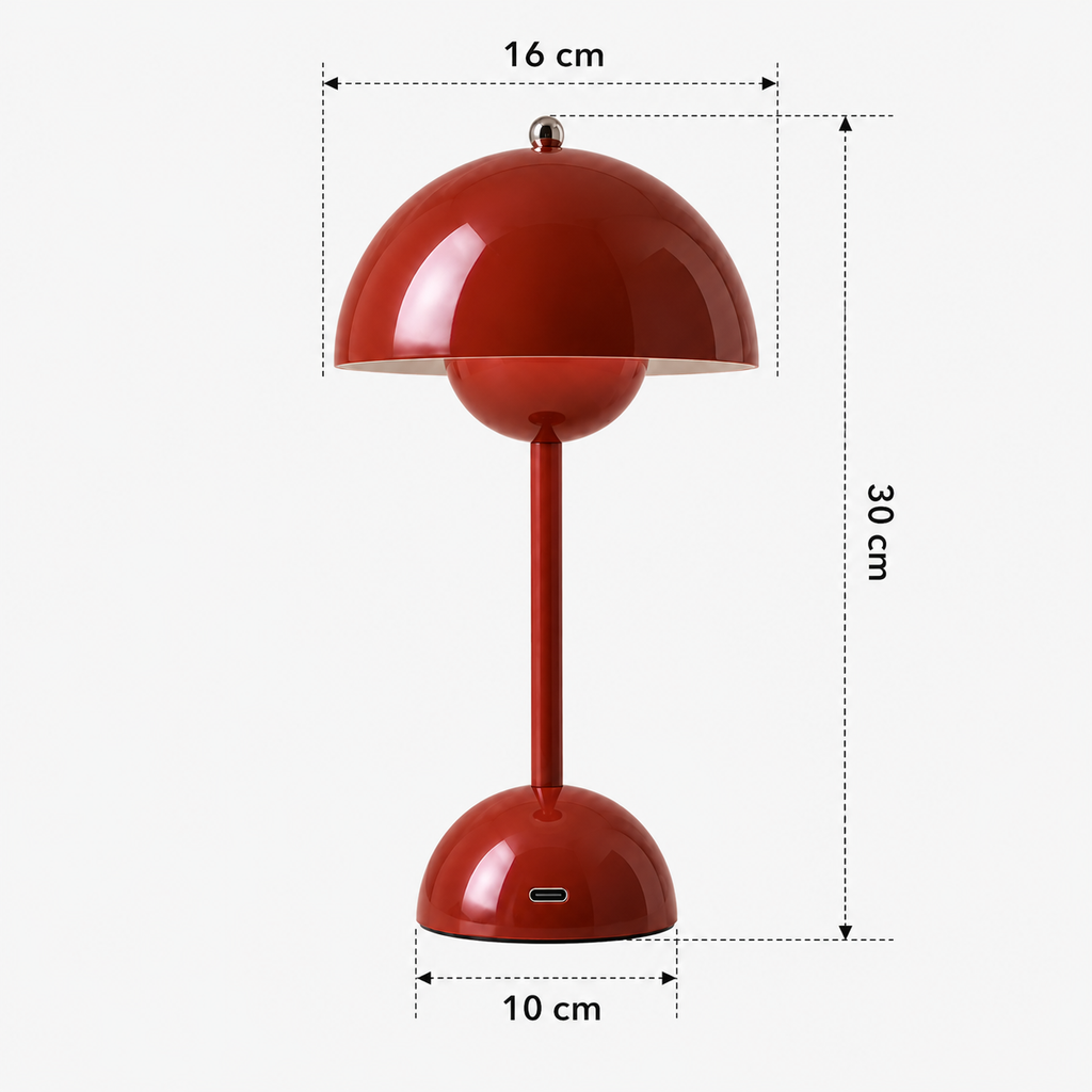 Mushroom Table Lamp 30cm - Cordless Rechargeable Touch Bedside Light