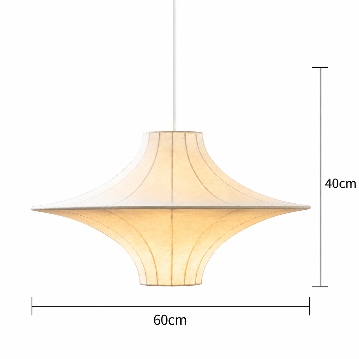 Silk Saucer Pendant Light | Sculptural Flared Handmade Shade, 50/60 cm, Dining Room