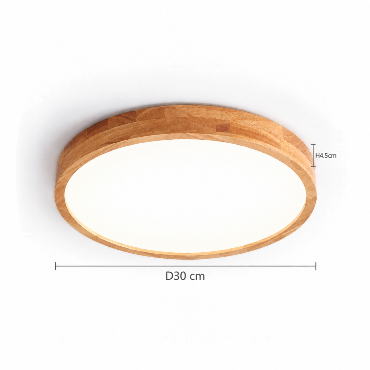 Wooden LED Flush Ceiling Light | Solid Wood Ring, 30 cm 18W or 40 cm 27W, Remote Option