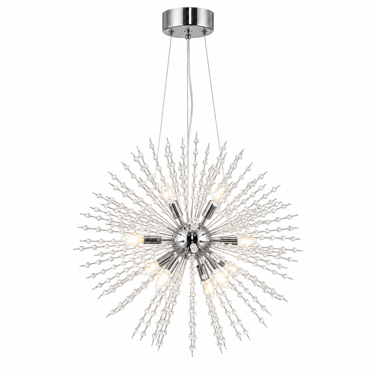 Dandelion Sputnik Chandelier | Gold or Chrome Crystal Starburst, 50/55 cm