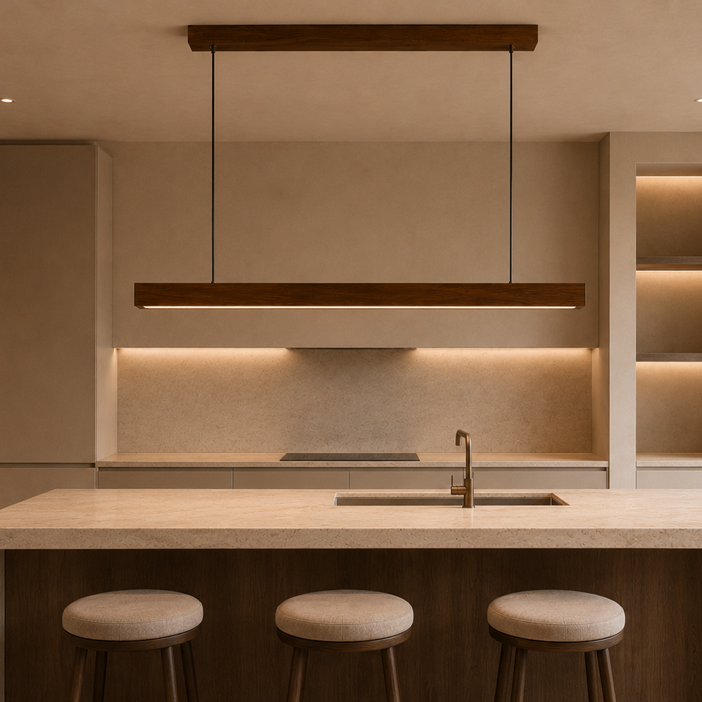 Wood Linear Pendant Light - Modern LED Dining Light
