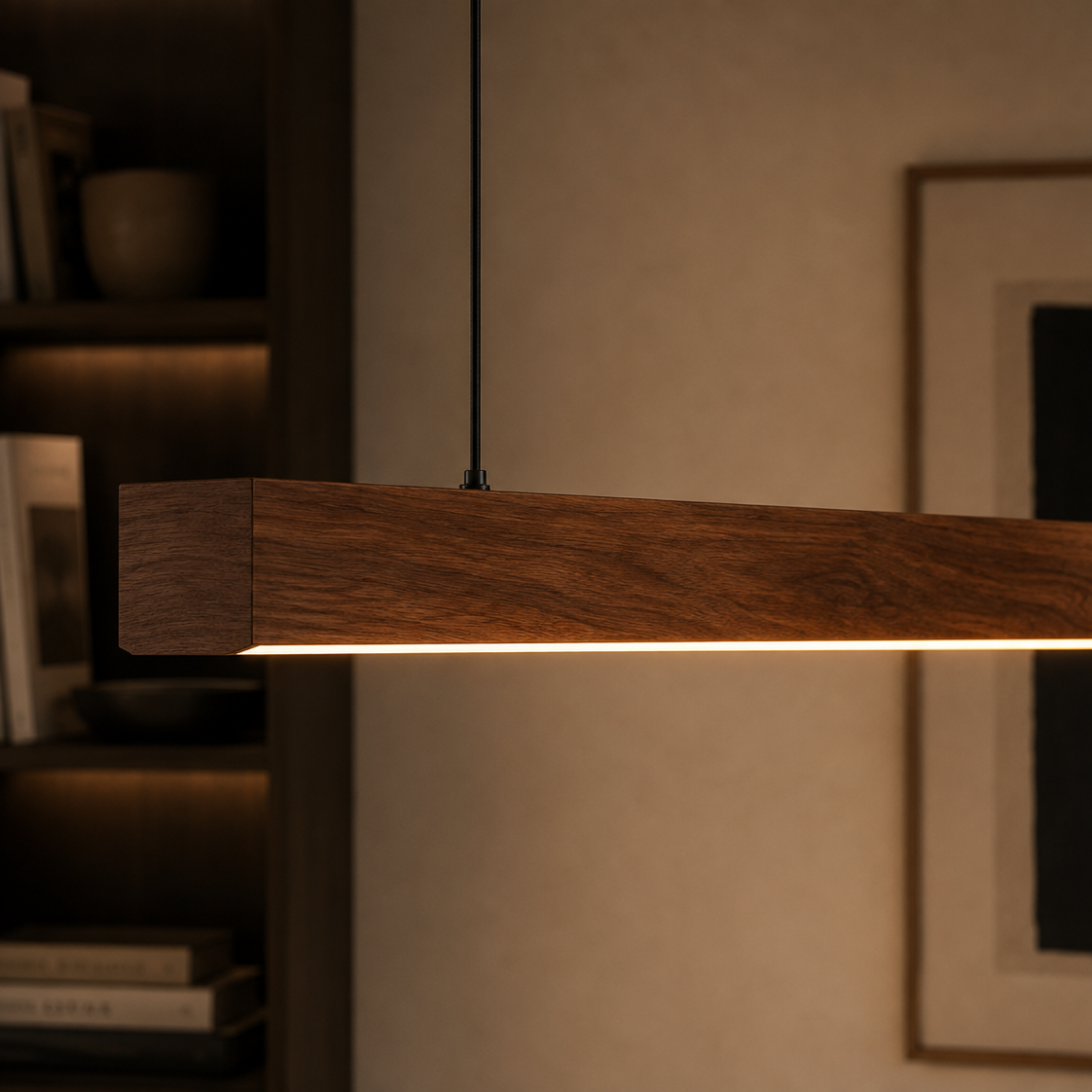Wood Linear Pendant Light - Modern LED Dining Light