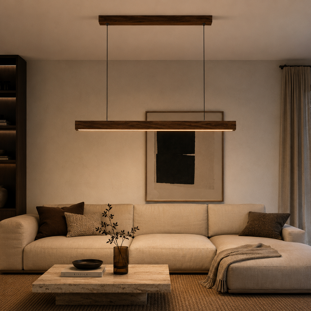 Wood Linear Pendant Light - Modern LED Dining Light