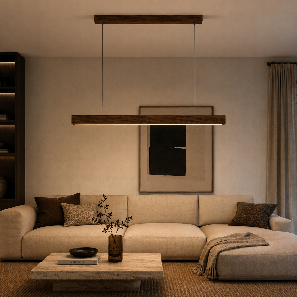 Wood Linear Pendant Light - Modern LED Dining Light