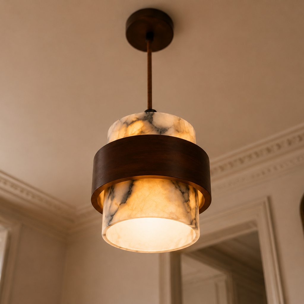 Marble Pendant Light - Japanese Cream-Style Bedside and Island Light