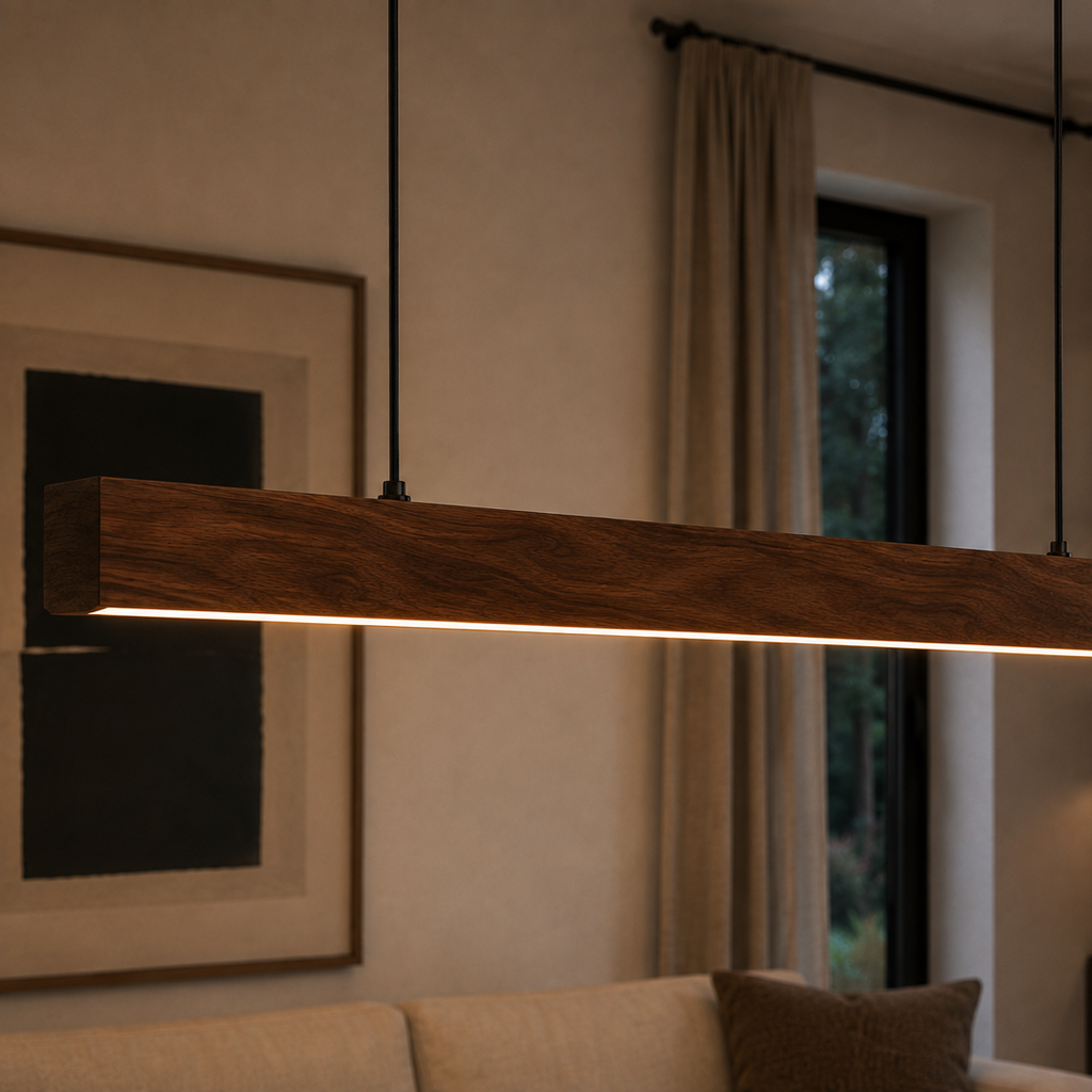 Wood Linear Pendant Light - Modern LED Dining Light