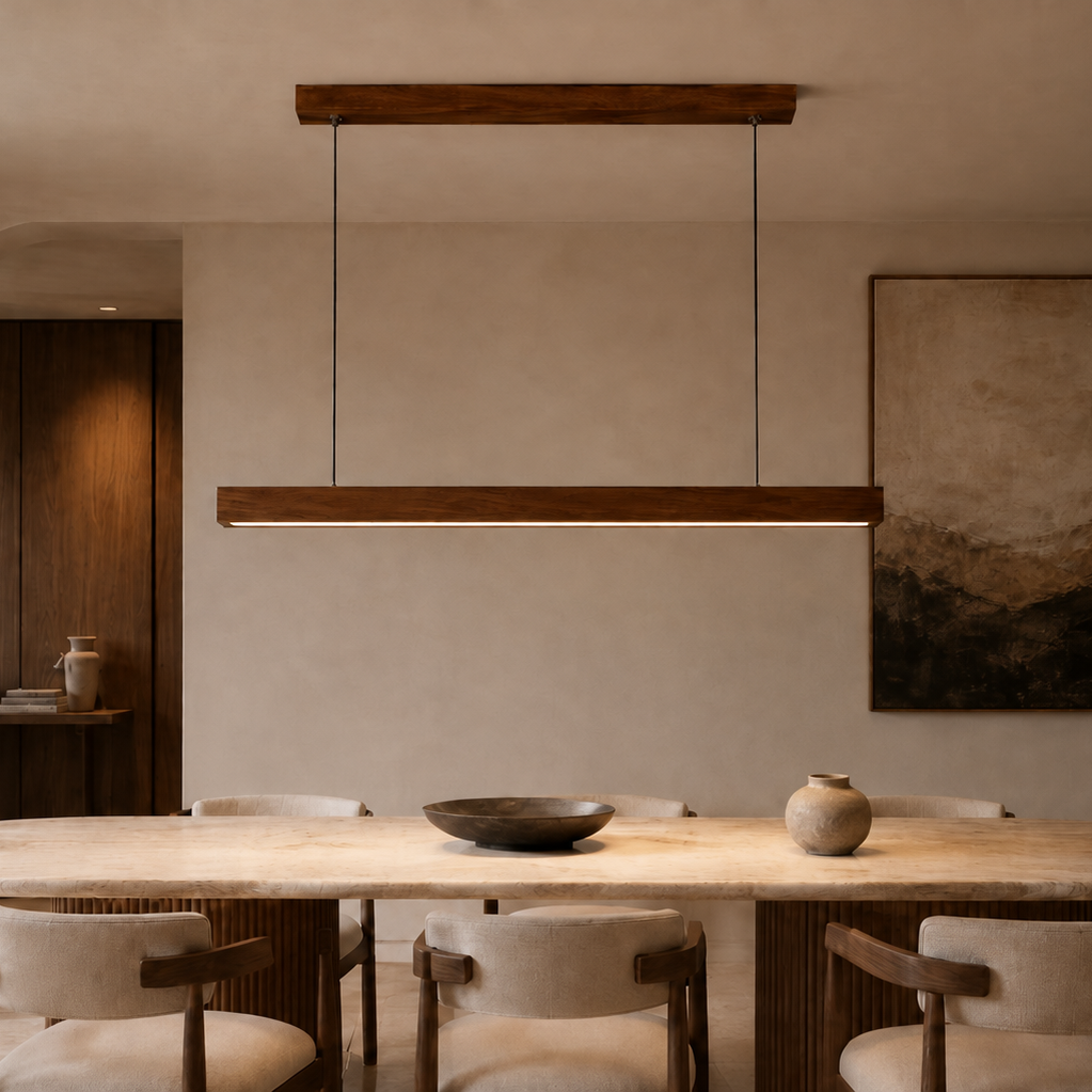 Wood Linear Pendant Light - Modern LED Dining Light