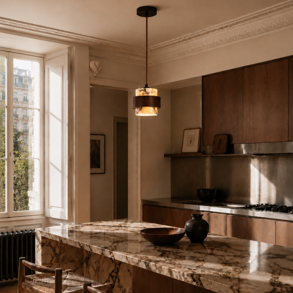 Marble Pendant Light - Japanese Cream-Style Bedside and Island Light