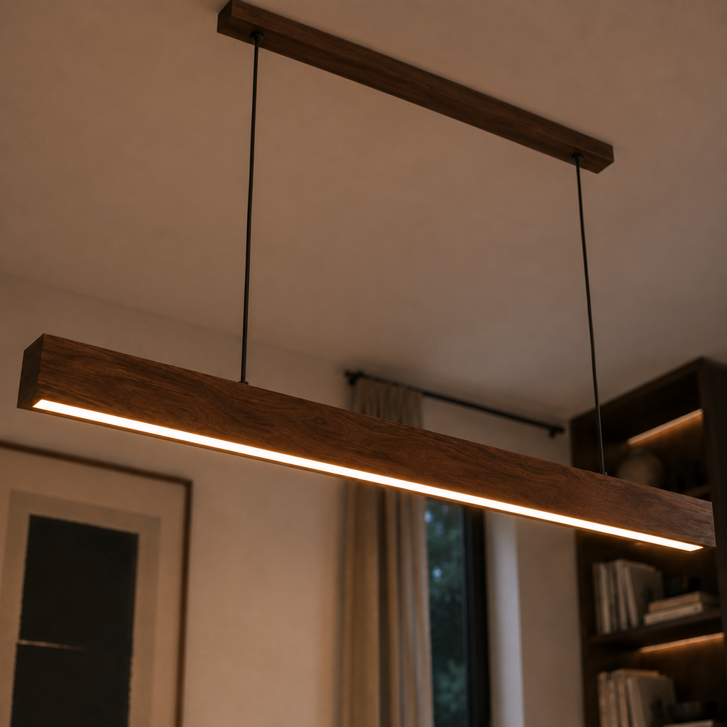 Wood Linear Pendant Light - Modern LED Dining Light