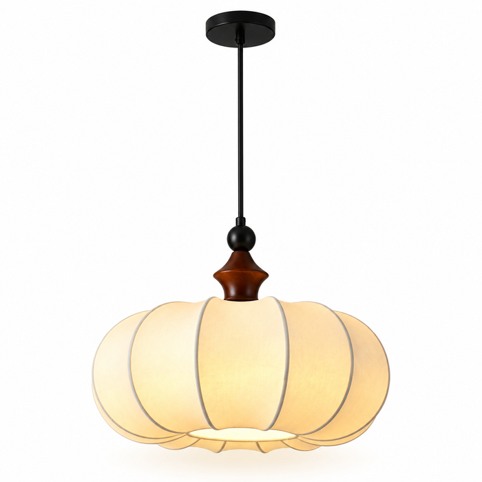 Silk Pendant Light | Retro Pumpkin Shade, 40/50 cm, Boho Dining & Bedroom