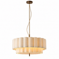 Two-Tier Pleated Fabric Chandelier | Cream Shade, 45-65 cm, Adjustable Cord