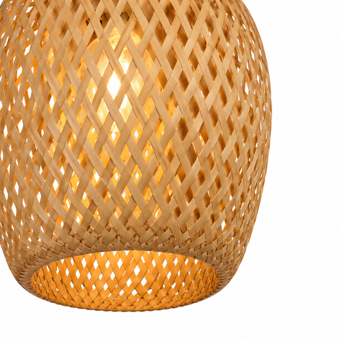 Bamboo Woven Pendant Light | Natural Rattan Barrel Shade, 23 cm, Kitchen Island