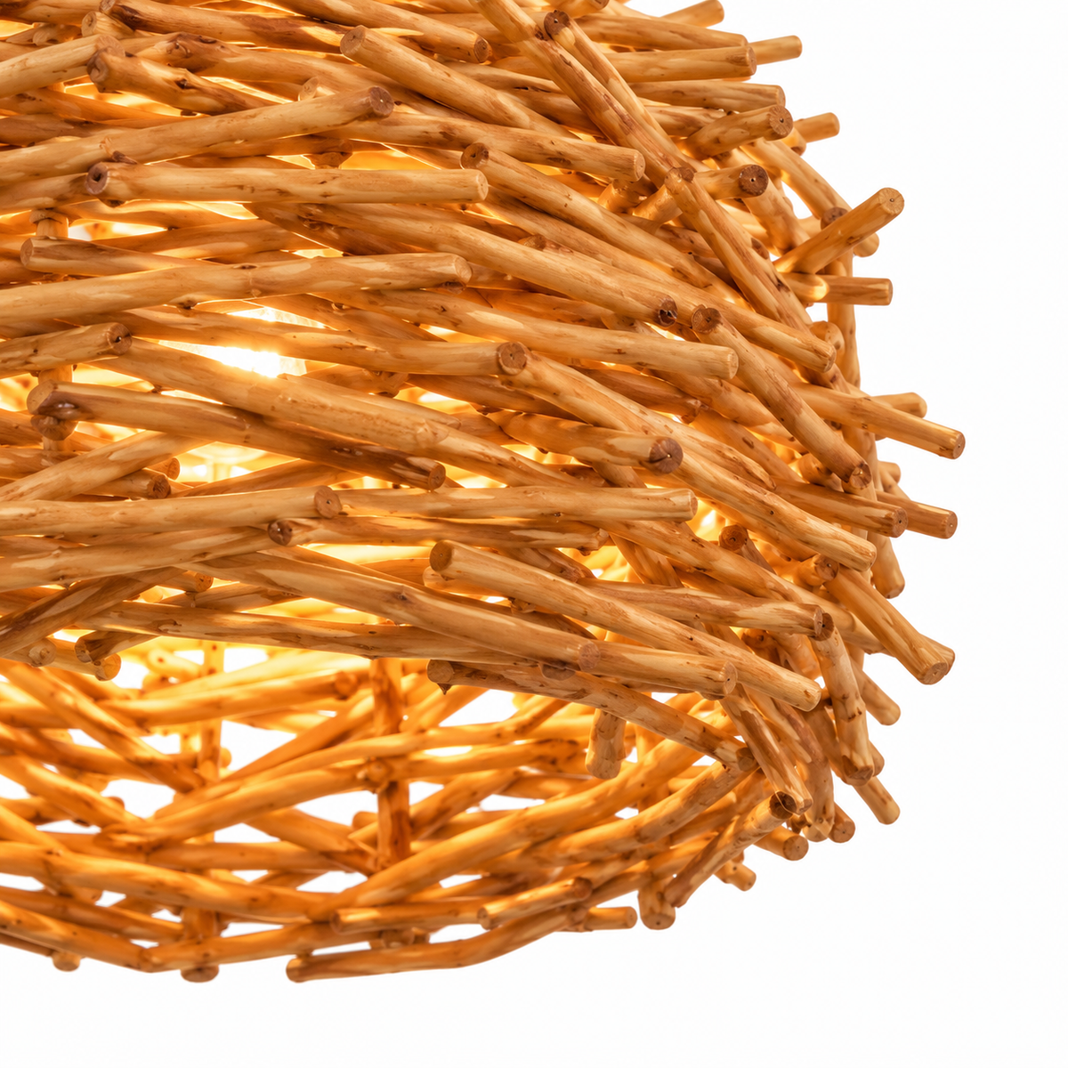 Woven Nest Pendant Light | Bamboo & Rattan Shade, 22 cm, Boho Ceiling Fixture