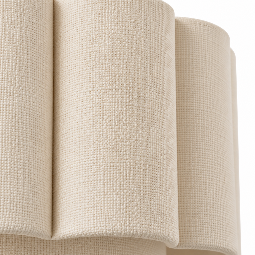 Two-Tier Pleated Fabric Chandelier | Cream Shade, 45-65 cm, Adjustable Cord