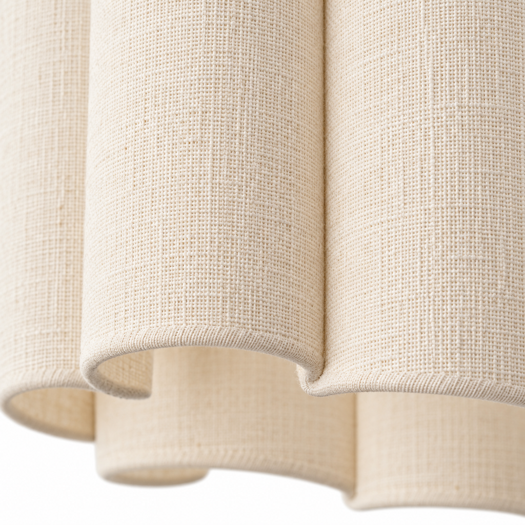 Pleated Fabric Ceiling Light | Two-Tier Semi-Flush Cream, 45-65 cm, Low Ceilings