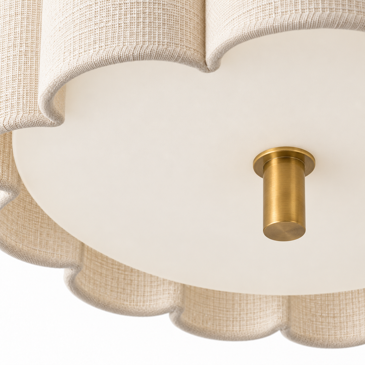 Pleated Fabric Ceiling Light | Two-Tier Semi-Flush Cream, 45-65 cm, Low Ceilings