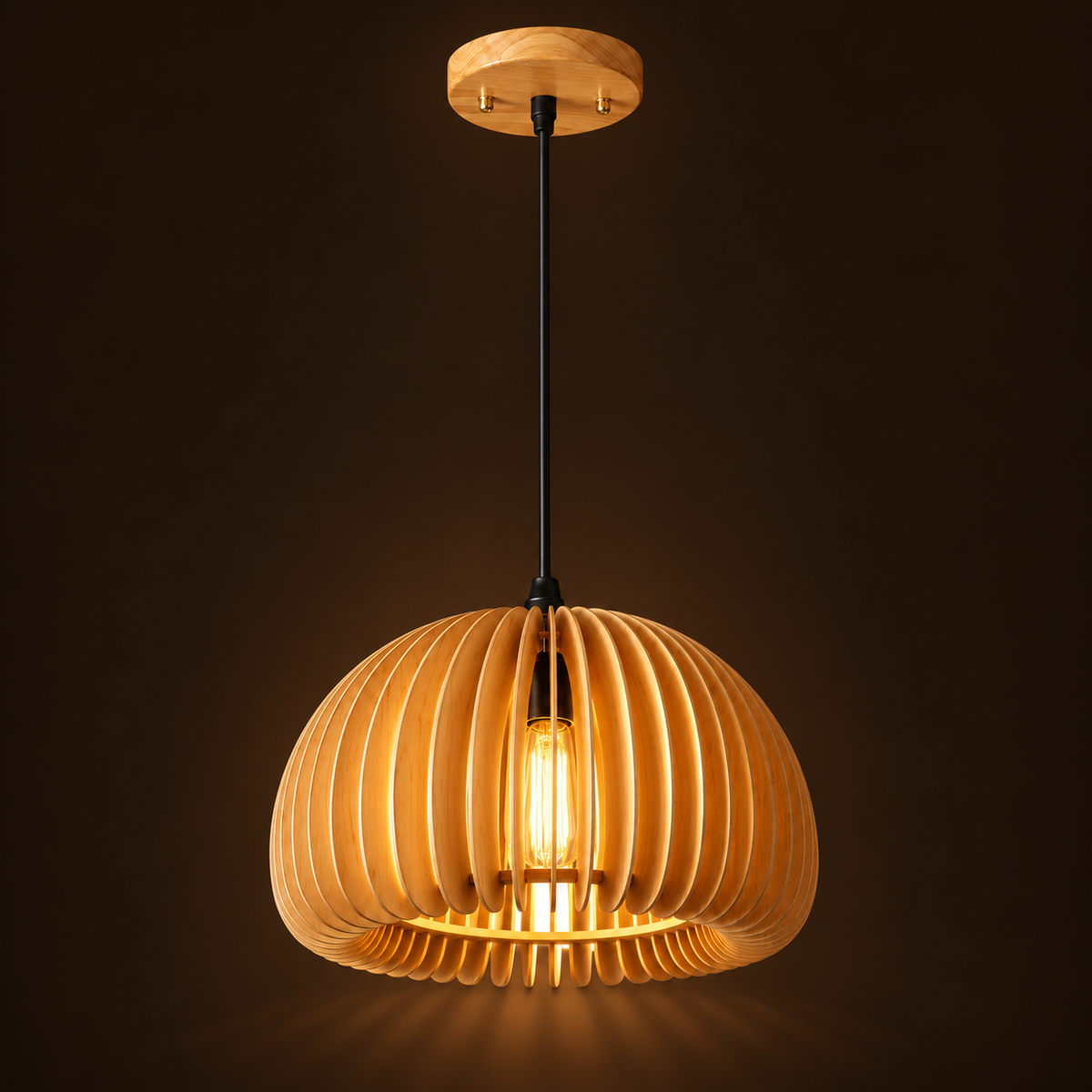 Flat Bamboo Dome Pendant Light | Hand-Woven Shade, 18 cm, Hallway & Bedside