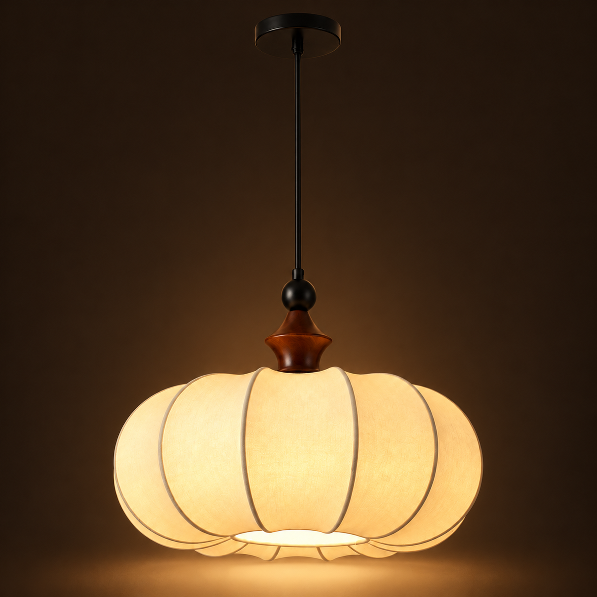 Silk Pendant Light | Retro Pumpkin Shade, 40/50 cm, Boho Dining & Bedroom