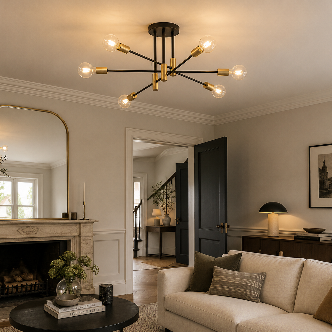 Industrial Chandelier - Vintage 6-Light E27 Ceiling Light