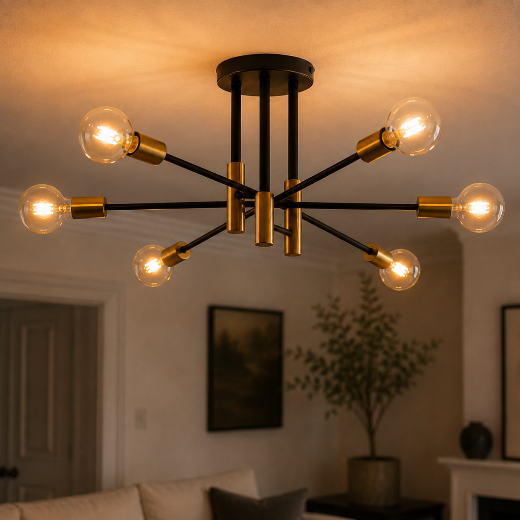 Industrial Chandelier - Vintage 6-Light E27 Ceiling Light