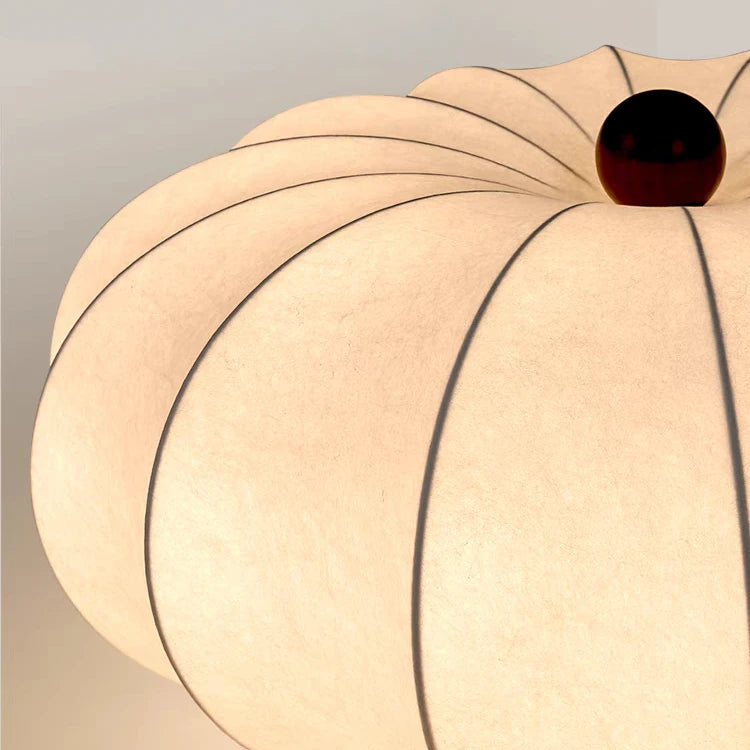 Ribbed Silk Ceiling Light | Japandi Semi-Flush Shade, 40-60 cm, Bedroom Fixture