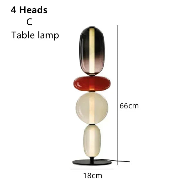 Stacked Glass Totem Table Lamp | 4 Coloured Shades, 66 cm, Console & Sideboard