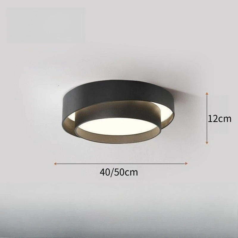 Round LED Flush Ceiling Light | Offset Double Ring, 40 or 50 cm, Black, Grey or White