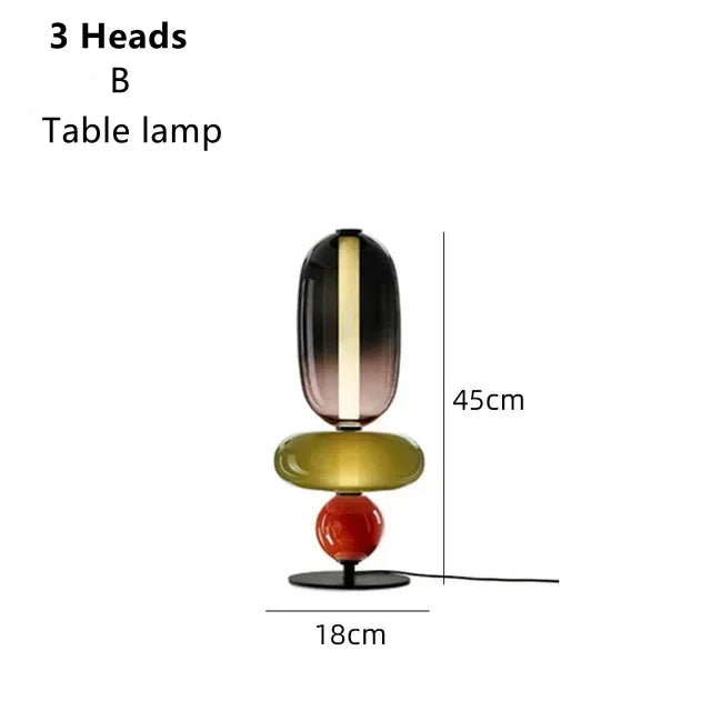 Stacked Glass Totem Table Lamp | 3 Coloured Shades, 45 cm, Bedside & Living Room