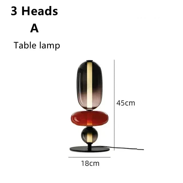 Stacked Glass Totem Table Lamp | 3 Coloured Shades, 45 cm, Bedside & Living Room