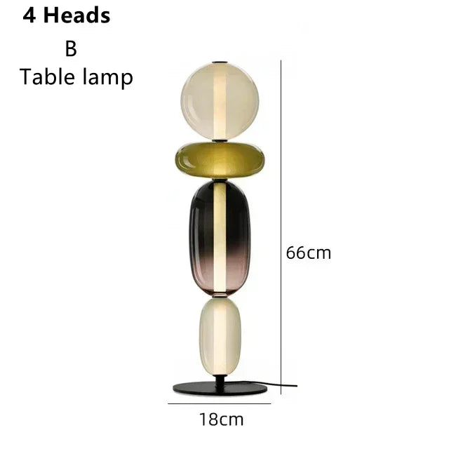 Stacked Glass Totem Table Lamp | 4 Coloured Shades, 66 cm, Console & Sideboard