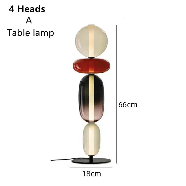 Stacked Glass Totem Table Lamp | 4 Coloured Shades, 66 cm, Console & Sideboard