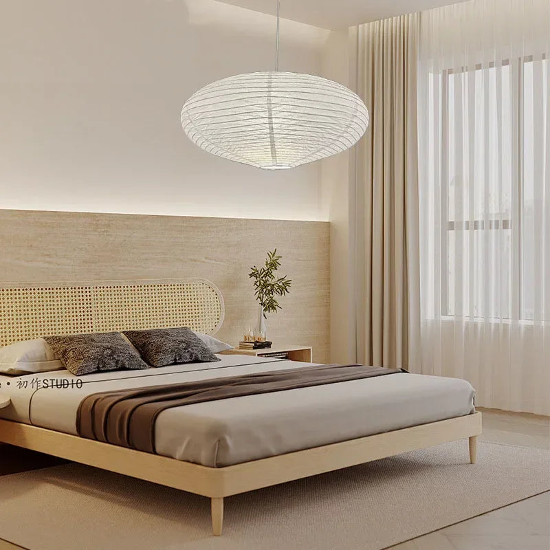 Oval Paper Pendant Light | Japanese Wabi-Sabi Lantern, 50 or 60 cm, White or Black Fitting
