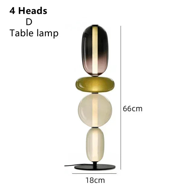 Stacked Glass Totem Table Lamp | 4 Coloured Shades, 66 cm, Console & Sideboard