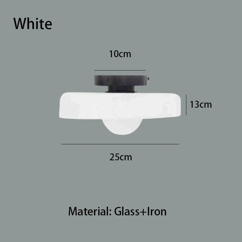 Coloured Glass Flush Ceiling Light | Tinted Glass Disc, 25 cm, Brown, White, Green or Yellow