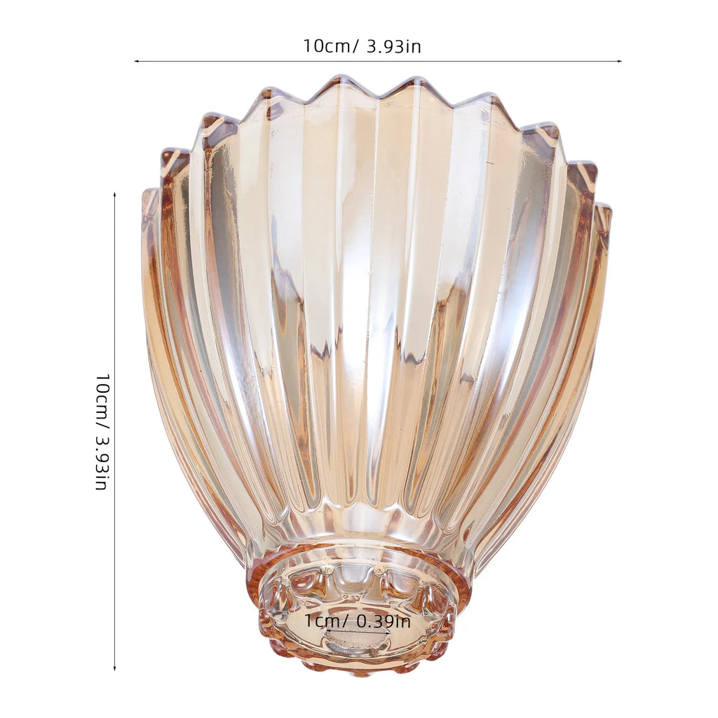 Amber Glass Lamp Shade 10cm - Ribbed Replacement Pendant Shade