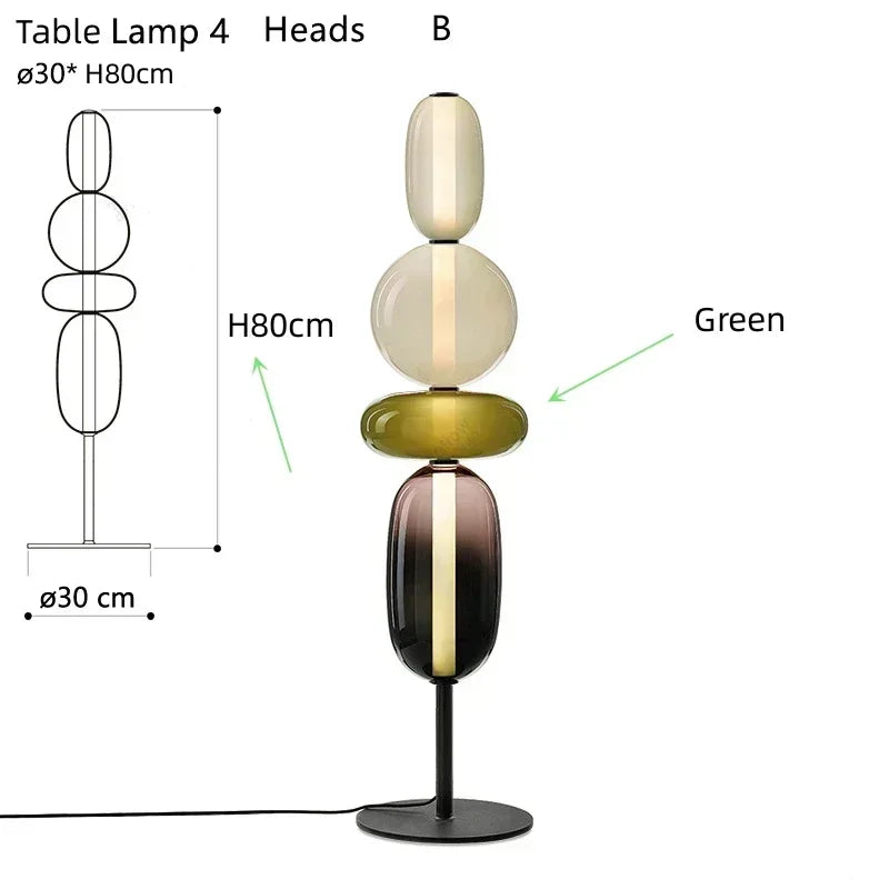Stacked Glass Totem Table Lamp | 4 Coloured Shades, 66 cm, Console & Sideboard