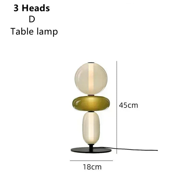 Stacked Glass Totem Table Lamp | 3 Coloured Shades, 45 cm, Bedside & Living Room