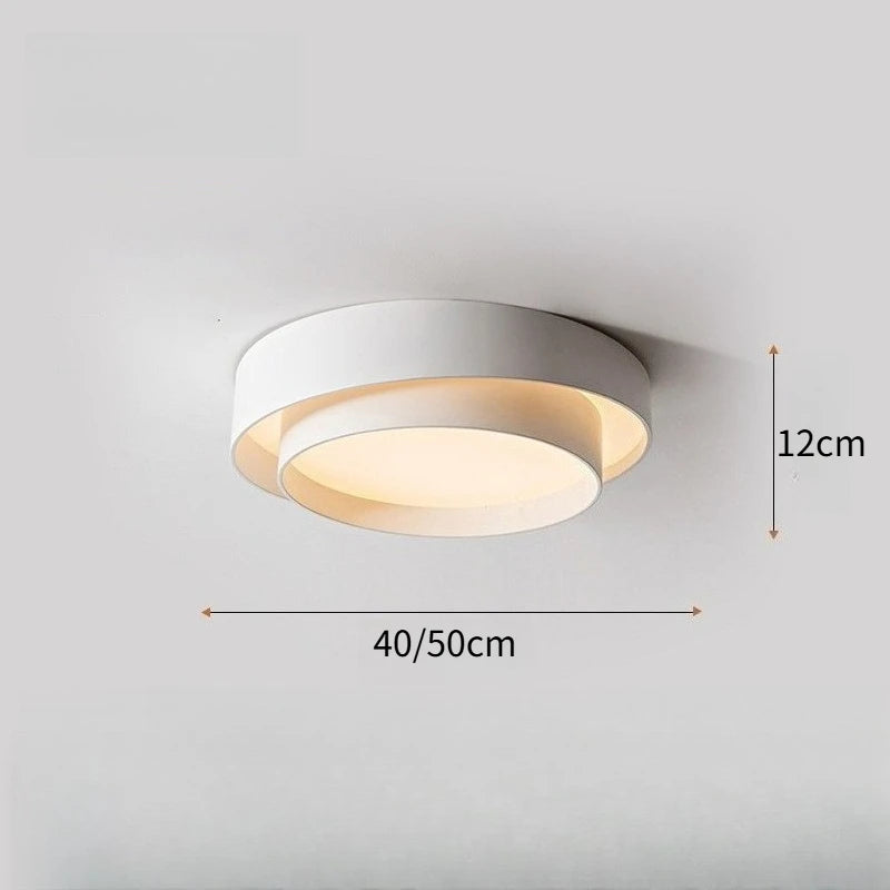 Round LED Flush Ceiling Light | Offset Double Ring, 40 or 50 cm, Black, Grey or White