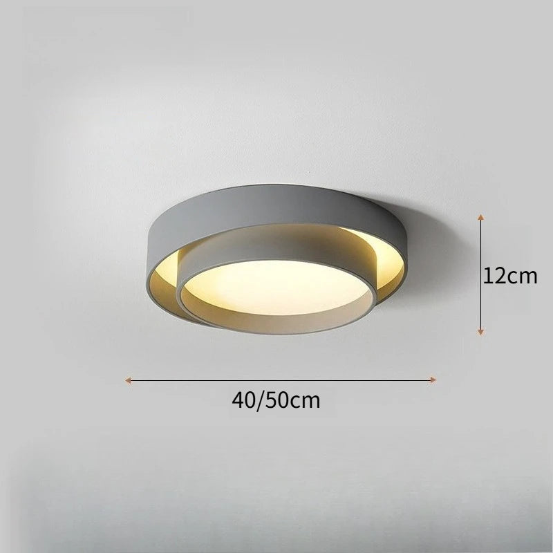 Round LED Flush Ceiling Light | Offset Double Ring, 40 or 50 cm, Black, Grey or White