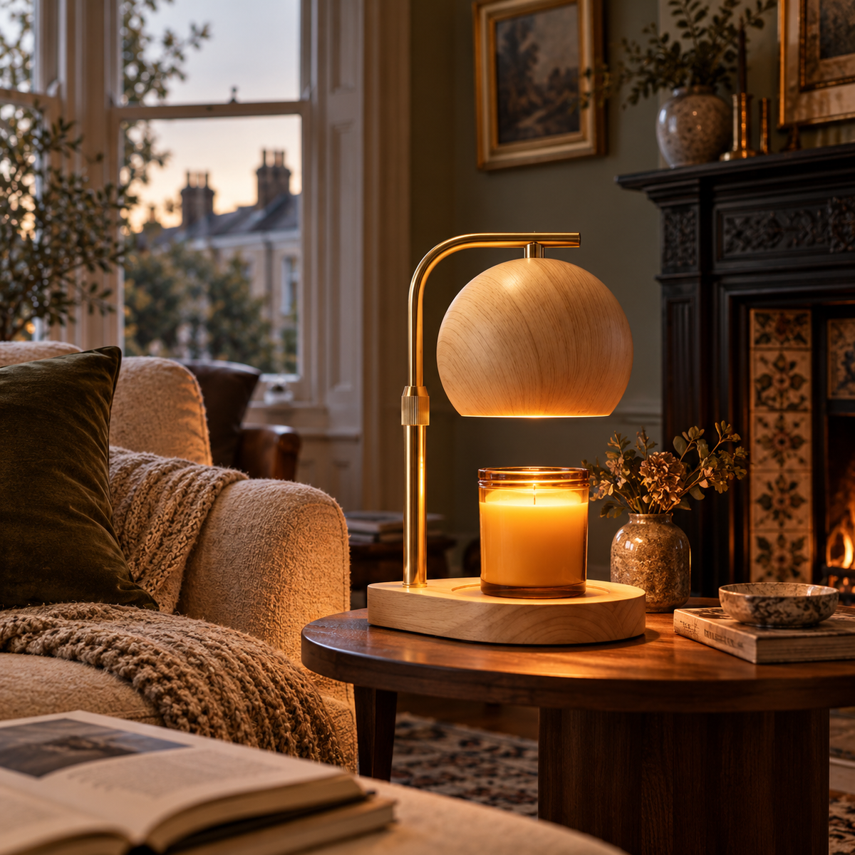 Candle Warmer Lamp | Adjustable Height, Wood or Walnut Base, Dimmable Flameless
